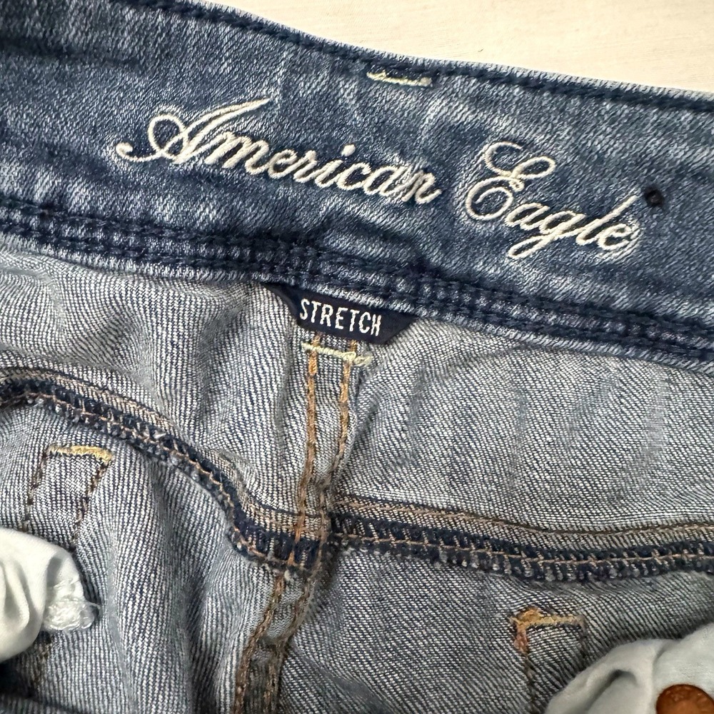 American Eagle Skinny Jeans Womens 2 Blue Stretch Low Rise Double Button 7394 - Picture 5 of 8